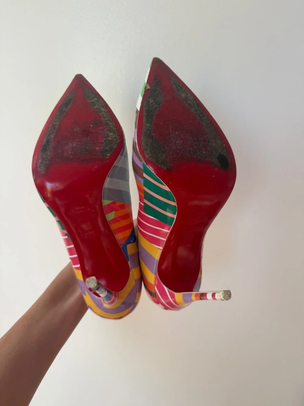 Christian Louboutin Multicolor Striped Hot Chick Leather Pumps Heels Size 38.5 - Picture 4 of 10